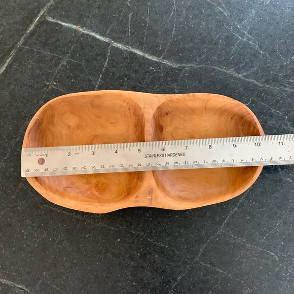 VINTAGE | Hand Carved 2 Sectioned Snack Bowl - Picture 5 of 7